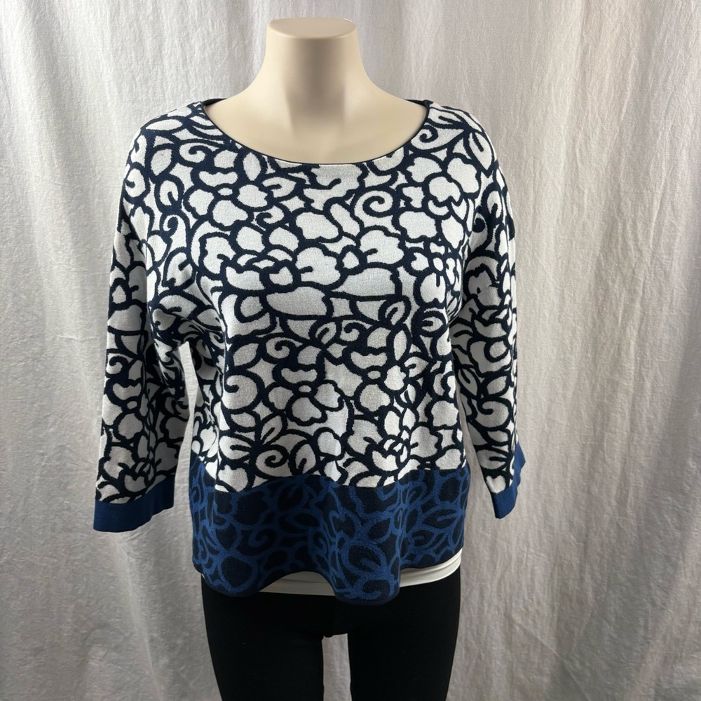 Luisa Cerano Blue and White Patterned Sweater 8